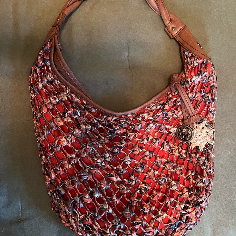 Stylish Bohemian Orange Multicolor Jessica Simpson shoulder purse, Vegan